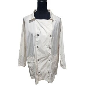 PLANET Lightweight Jacket Womens One Size Ivory Double Breasted Nylon Coat